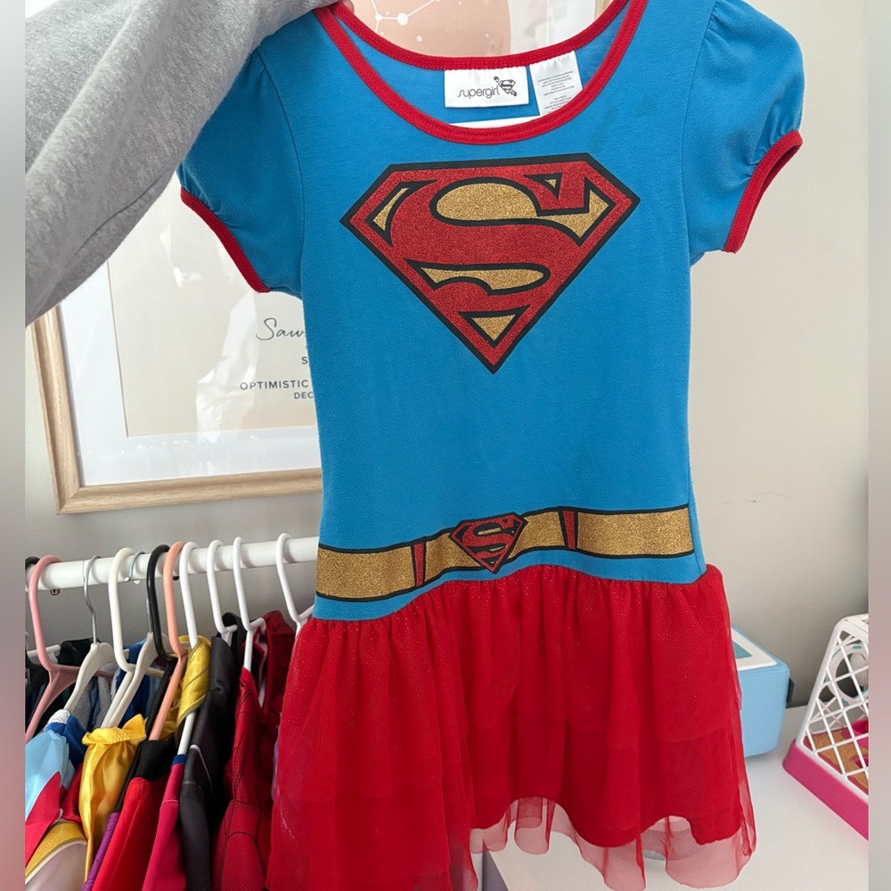 Super Girl Superhero Kids Costume - Blue and Red
